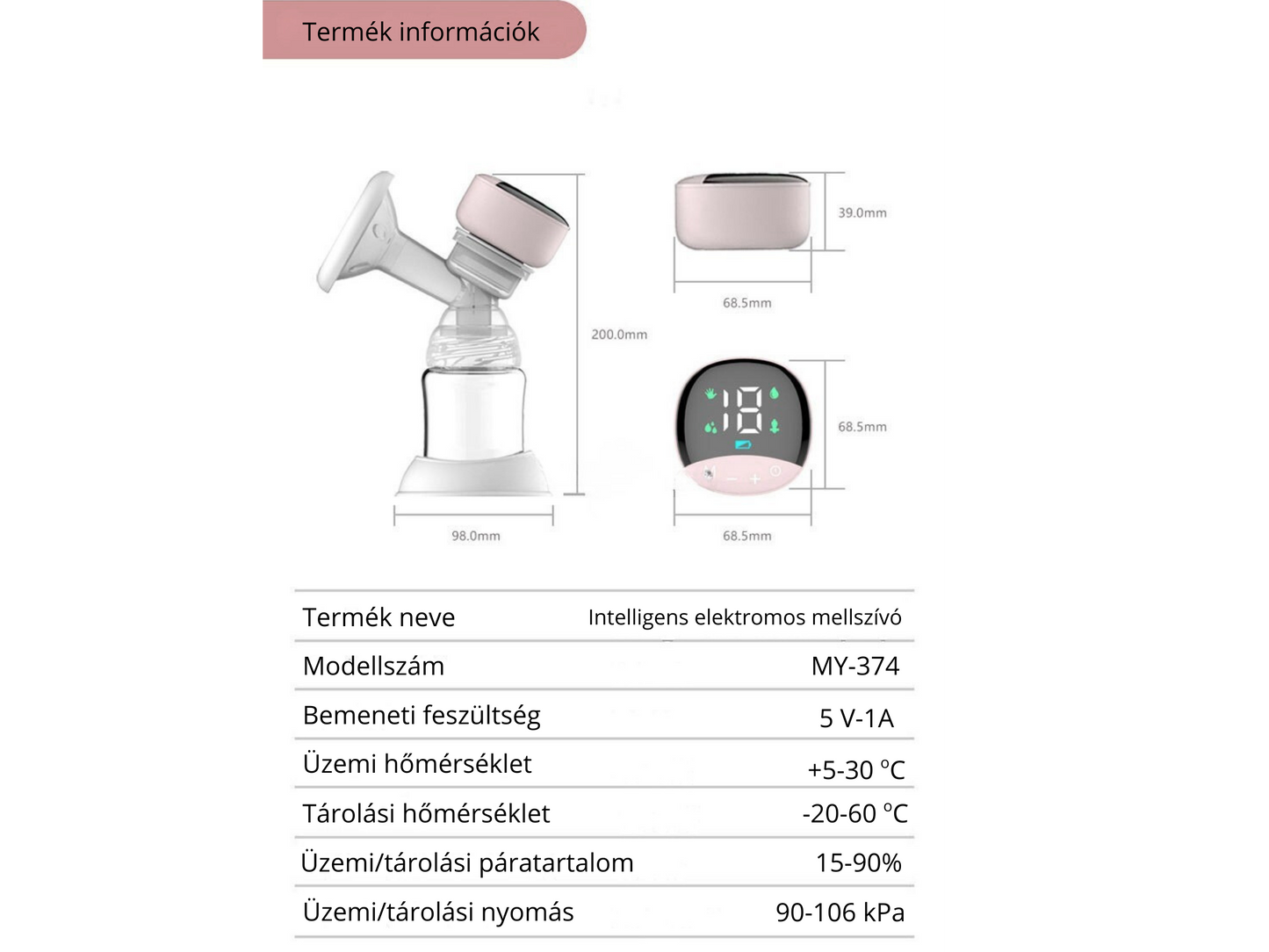 Belmira elektromos mellszívó